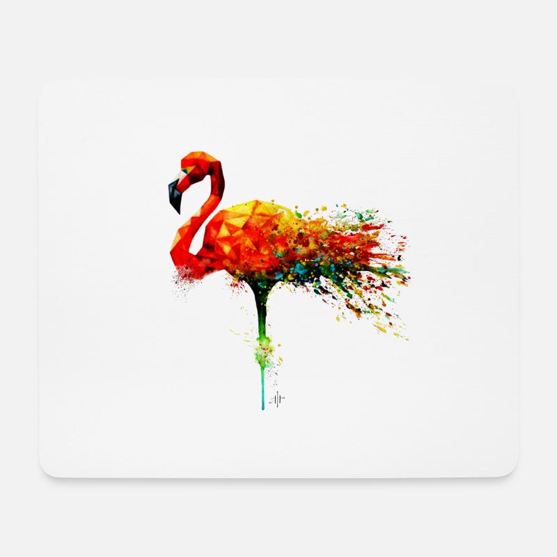 Aquarell Flamingo links - Mousepad (Querformat) - Weiß