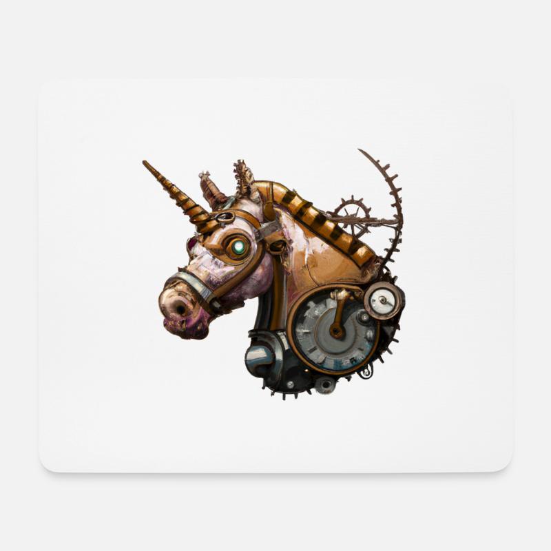 Steampunk Einhorn - Mousepad (Querformat) - Weiß