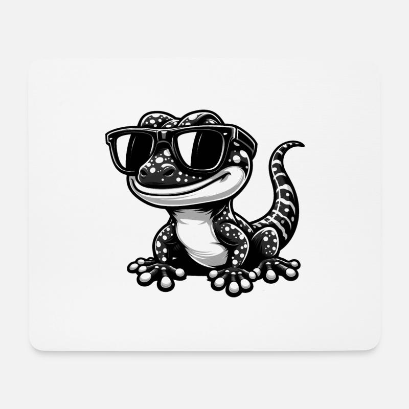 Gecko mit Sonnenbrille - Mousepad (Querformat) - Weiß