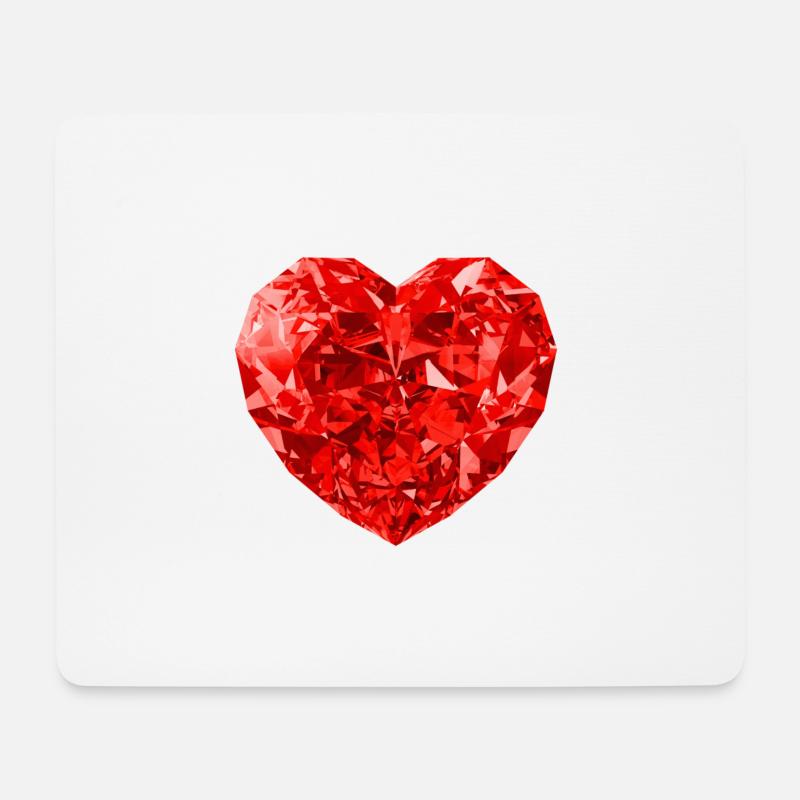Roter Herz Rubin Geschenk Idee - Mousepad (Querformat) - Weiß