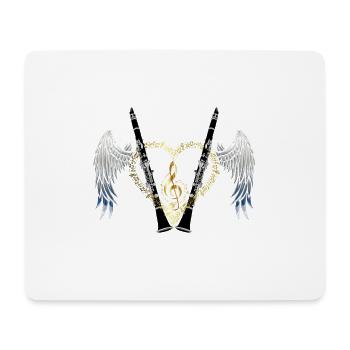 Clarinette - coeur avec des ailes - Tapis de souris (format paysage) - blanc - Devant