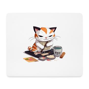Katzensushi-Meister - Mousepad (Querformat) - Weiß - Vorne
