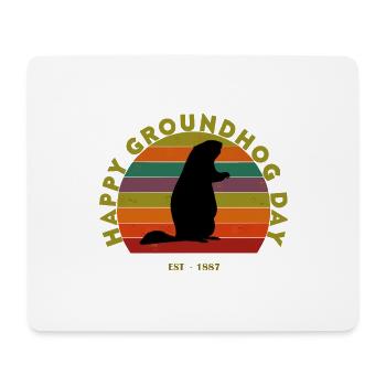 Murmeltier Groundhog Day Schatten Retro Vintage - Mousepad (Querformat) - Weiß - Vorne