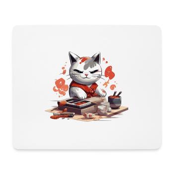 Katzensushi-Meister - Mousepad (Querformat) - Weiß - Vorne