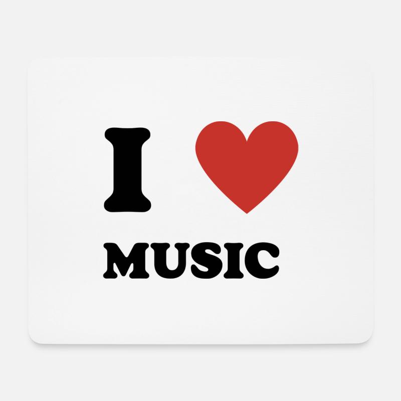 I Love Music - Mousepad (Querformat) - Weiß