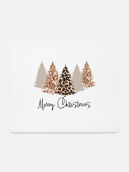 Merry Christmas Christmas Tree Glitter Leopard - Mouse Pad (horizontal) - white