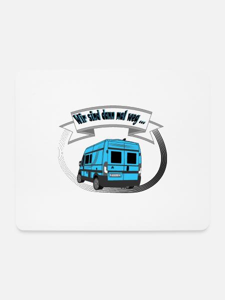 Kastenwagen von hinten "Wir sind dann mal weg" TK - Mousepad (Querformat) - Weiß