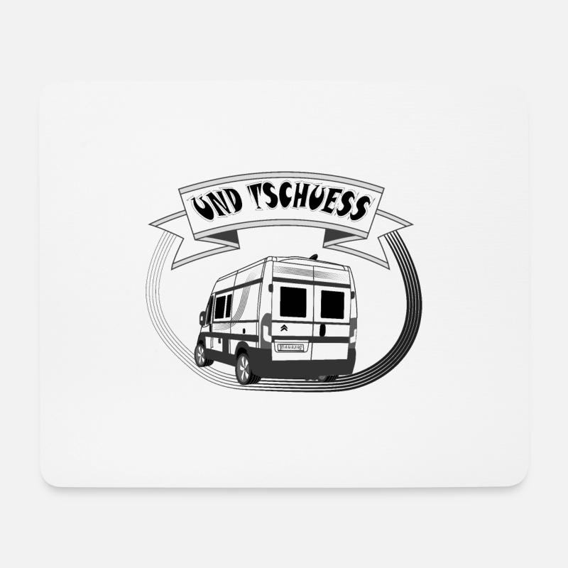 Kastenwagen von hinten "Und Tschuess" weiß - Mousepad (Querformat) - Weiß