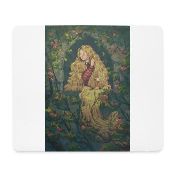 Rapunzel und rote Rosen - Mousepad (Querformat) - Weiß - Vorne