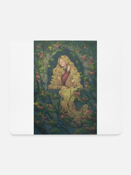 Rapunzel und rote Rosen - Mousepad (Querformat) - Weiß