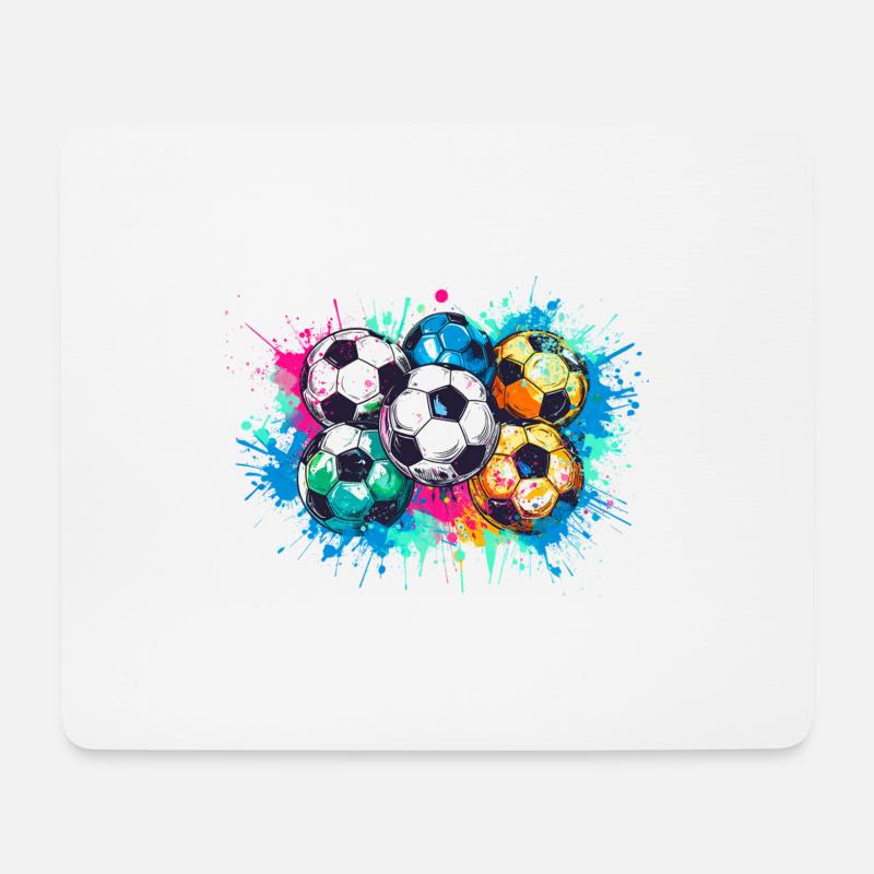 Fußball,Bälle,bunt,Graffiti,Malerei, illustration - Mousepad (Querformat) - Weiß