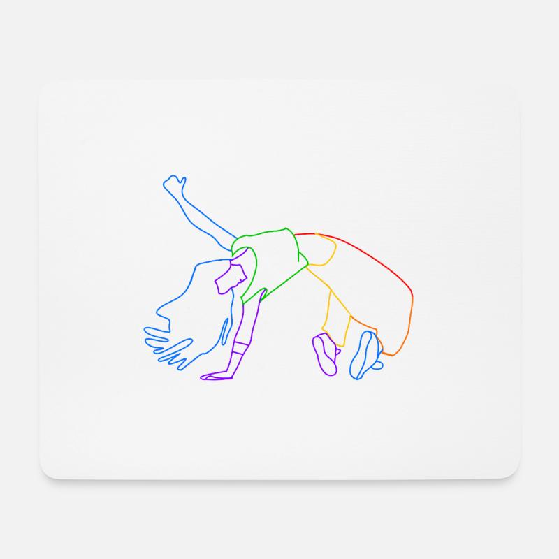 Farblinienakrobat in Bewegung - Mousepad (Querformat) - Weiß