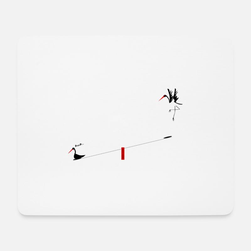 Schwarzstörche - Mousepad (Querformat) - Weiß