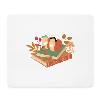 Escargots sur les livres - Tapis de souris (format paysage) - blanc - Devant