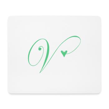 Monogramme V Vigne Coeur - Tapis de souris (format paysage) - blanc - Devant