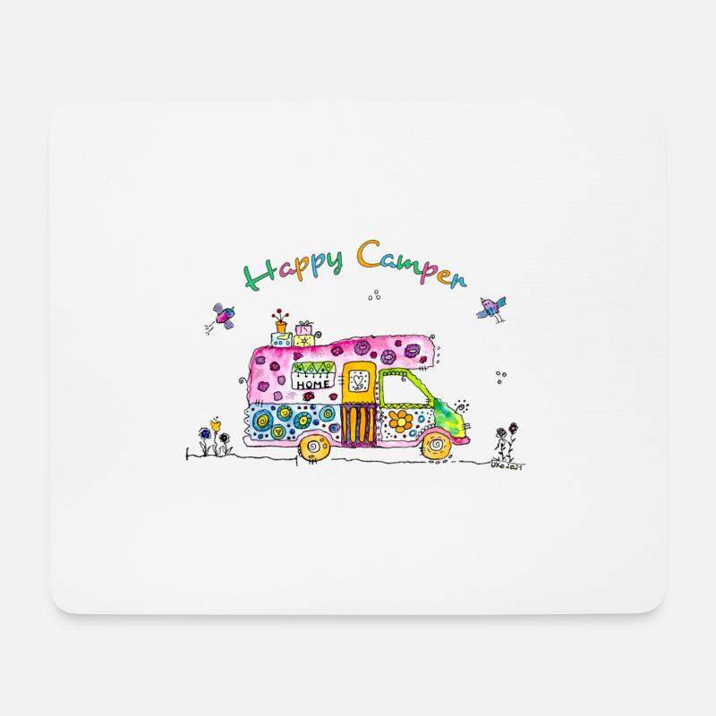 Wohnmobil Happy Camper - Mousepad (Querformat) - Weiß