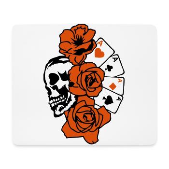 poker tete de mort skull rose fleur - Tapis de souris (format paysage) - blanc - Devant
