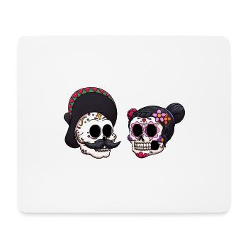 Male And Female Dia De Los Muertos Sugar Skull - Mouse Pad (horizontal) - white - Front