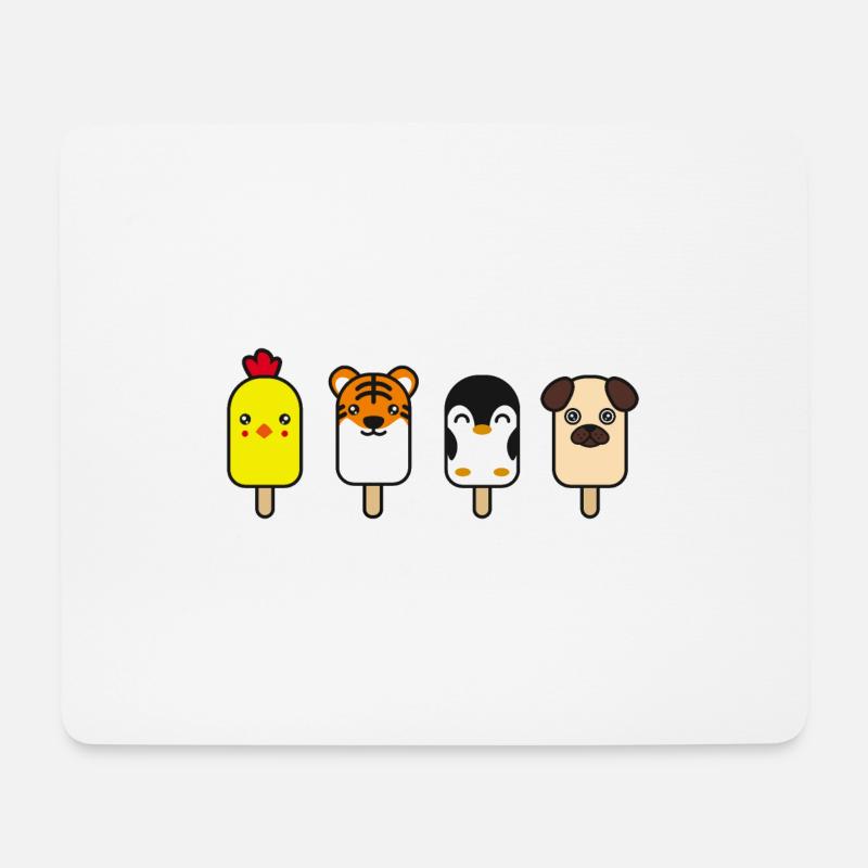 Tiere als Eis - Mousepad (Querformat) - Weiß