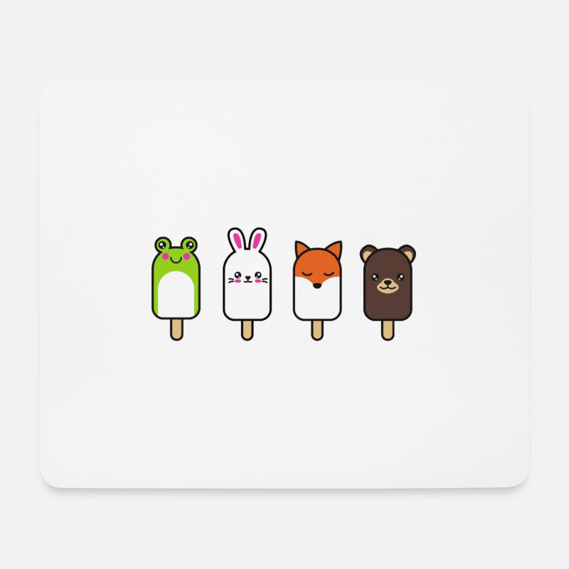 Eis mit Tiergesichtern - Mousepad (Querformat) - Weiß