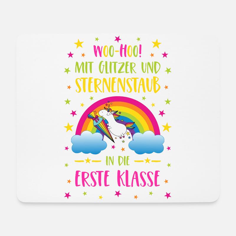 Einhorn Glitzer und Sternenstaub Erste Klasse bunt - Mousepad (Querformat) - Weiß