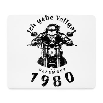 44. Geburtstag Ich gebe Vollgas seit 12/1980 - Mousepad (Querformat) - Weiß - Vorne