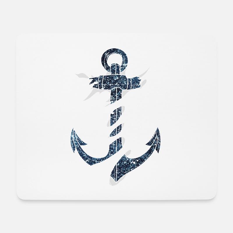 Kosmischer Anker - Weiße Kontur - Mousepad (Querformat) - Weiß