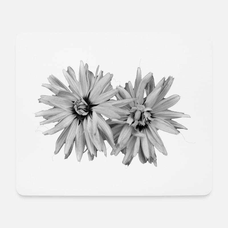 Black and white flowers - Mouse Pad (horizontal) - white
