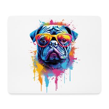 Buntes Mopshund-Design - Mousepad (Querformat) - Weiß - Vorne