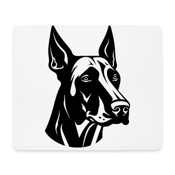 Tête de chien Doberman - Tapis de souris (format paysage) - blanc - Devant