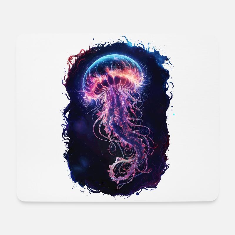 Ätherische leuchtende Quallen in der Tiefsee - Mousepad (Querformat) - Weiß