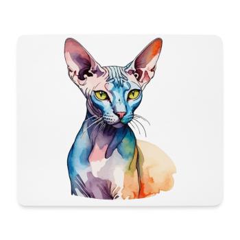 Sphynx Katze Wasserfarben - Mousepad (Querformat) - Weiß - Vorne
