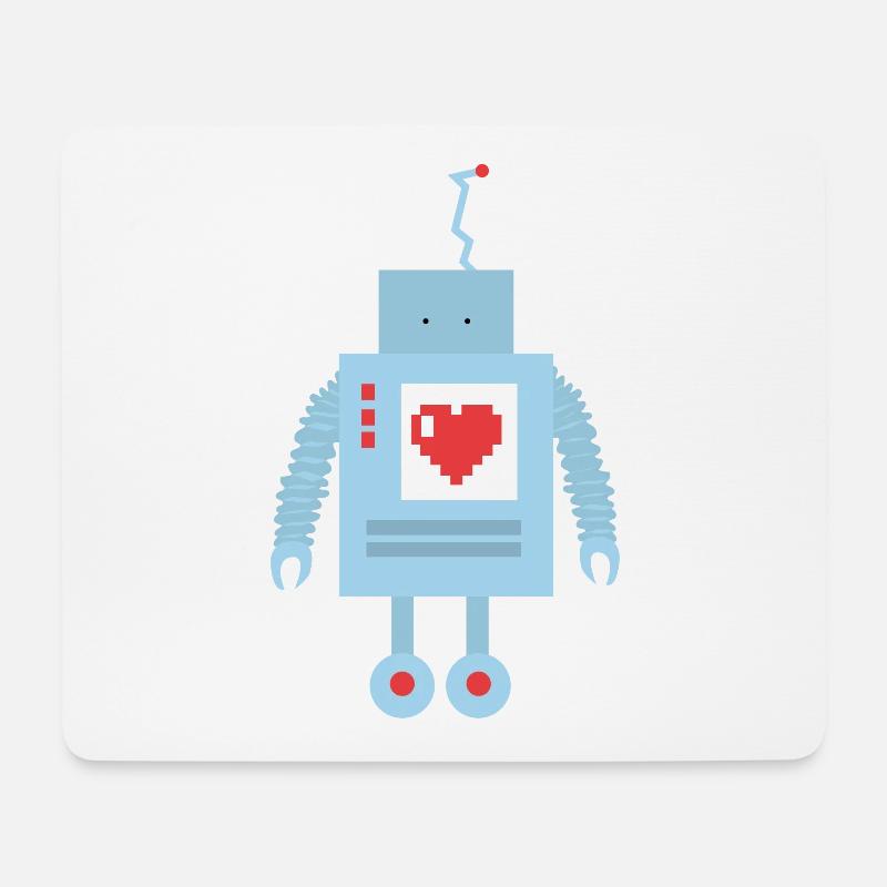 Roboter Herz Liebe - Mousepad (Querformat) - Weiß