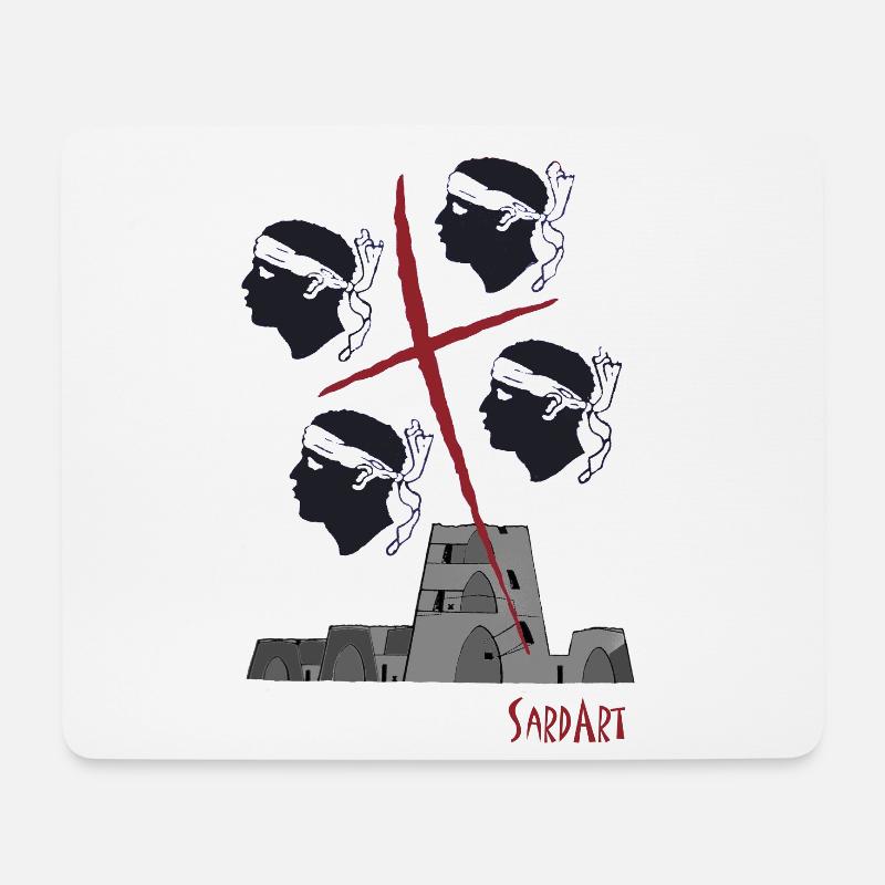 4 Mori - Die sardische Flagge mit Nuraghen - Mousepad (Querformat) - Weiß