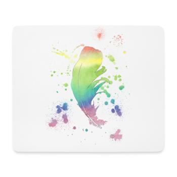 Feder Regenbogen vintage shabby cool Geschenk - Mousepad (Querformat) - Weiß - Vorne