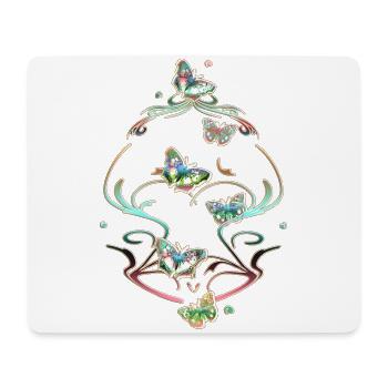 Schmetterlinge Ranken Ornamente Muster - Mousepad (Querformat) - Weiß - Vorne