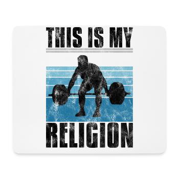 Bodybuilding is my religion Bpdybuilder GYM Retro - Mousepad (Querformat) - Weiß - Vorne