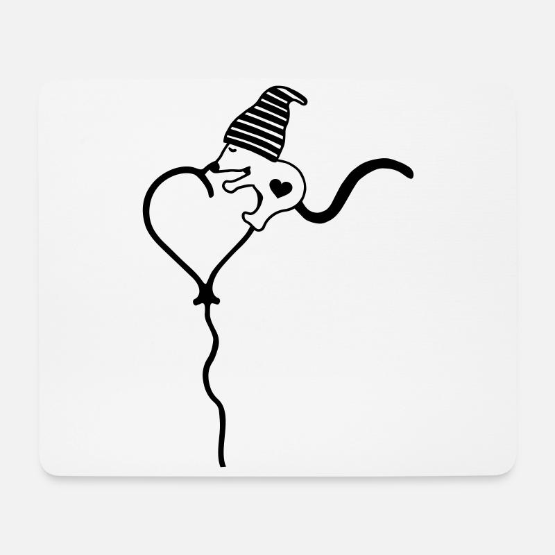 Maus Mäuschen auf Herz Luftballon - Mousepad (Querformat) - Weiß