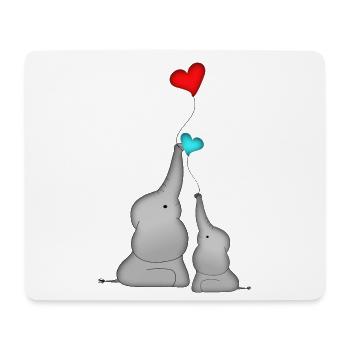 Elefanten Herz Luftballon Baby Geburtstag - Mousepad (Querformat) - Weiß - Vorne