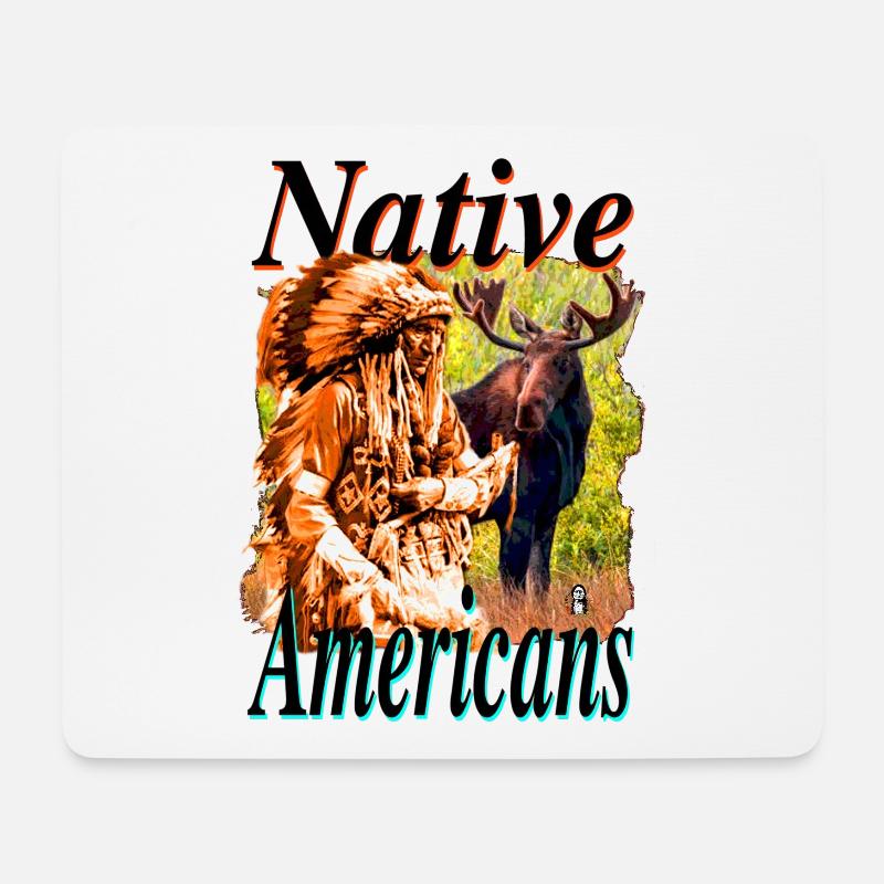Native Americans 4 - Tapis de souris (format paysage) - blanc