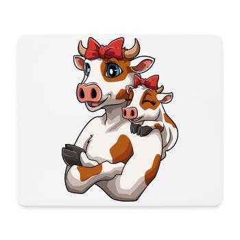 Mutter Kind Kuh Kalb Kälbchen für Mama und - Mousepad (Querformat) - Weiß - Vorne