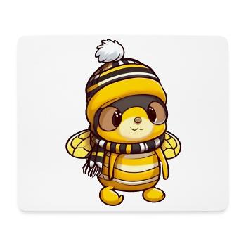 Cute bee in festive winter look! - Mouse Pad (horizontal) - white - Front