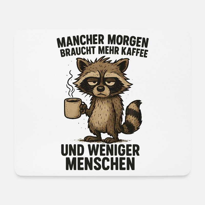 Lustiger Waschbär Kaffee Büro Sprüche - Mousepad (Querformat) - Weiß
