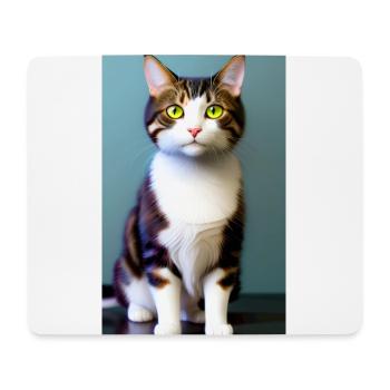 Domestic short haired cat waits for eating - Mouse Pad (horizontal) - white - Front