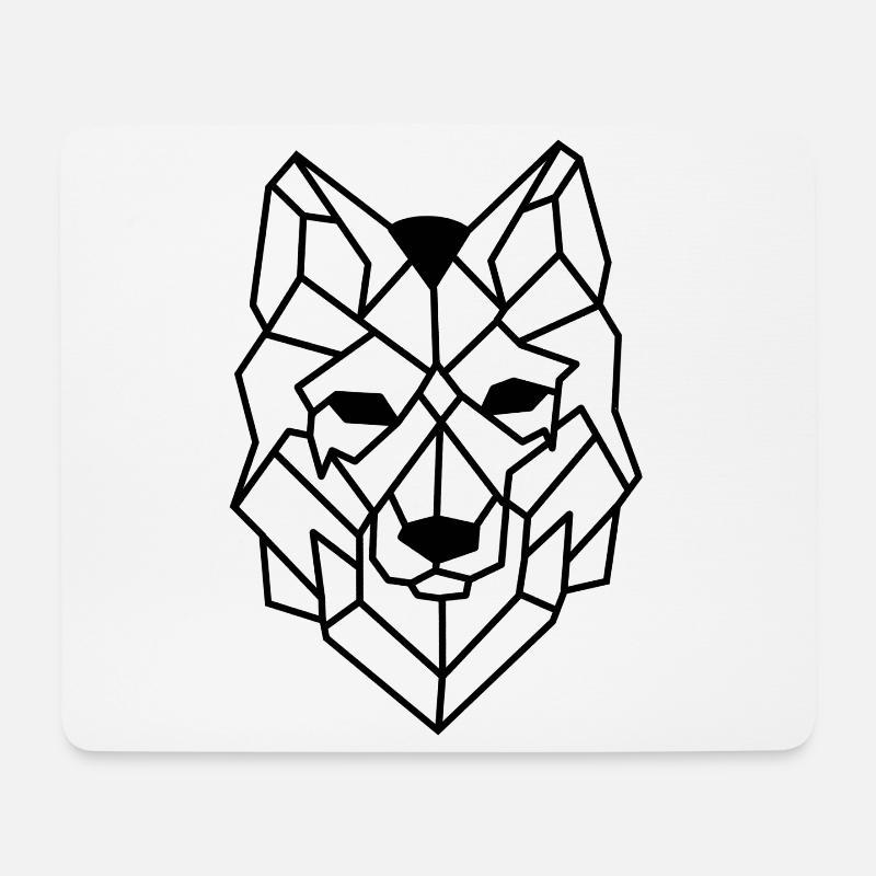 Wolf Hund Geometrisch - Mousepad (Querformat) - Weiß