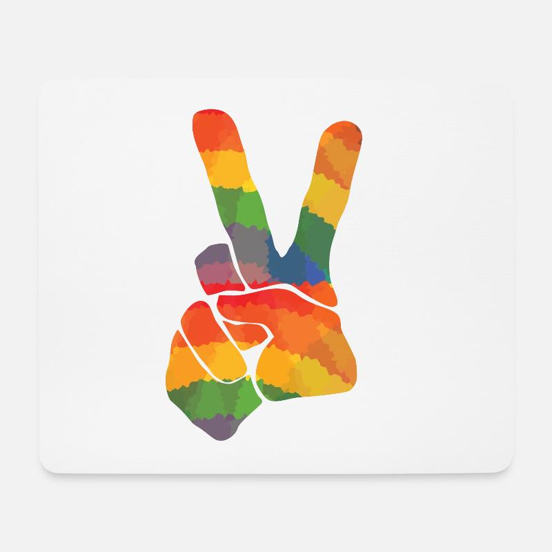 Farbiges Peace Zeichen - Mousepad (Querformat) - Weiß