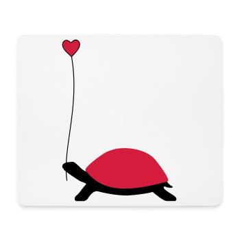 Tortue avec ballon de coeur - Tapis de souris (format paysage) - blanc - Devant