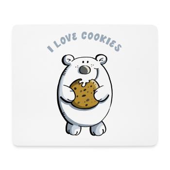 J'aime les cookies Polar Bear - Biscuits - Drôle - Cadeau - Tapis de souris (format paysage) - blanc - Devant