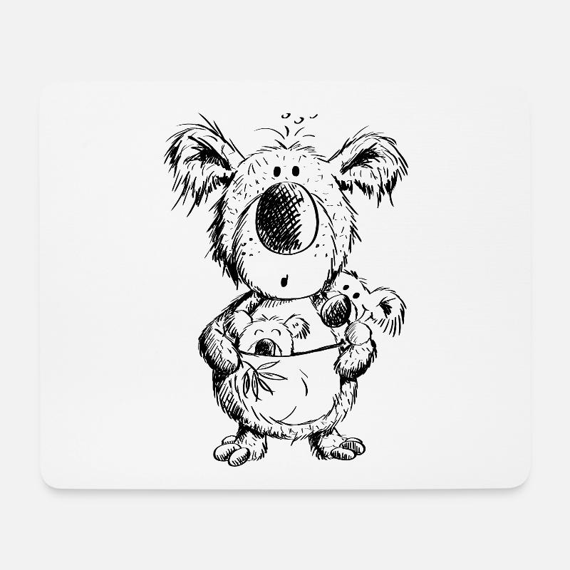 Koala Mama Mit Babys - Mousepad (Querformat) - Weiß