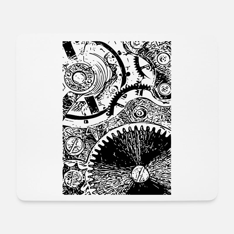 Uhrwerk - Mousepad (Querformat) - Weiß